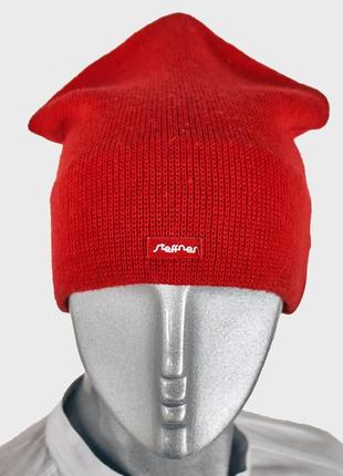 Steffner шерстяная красная шапка австрийского бренда (унисекс)