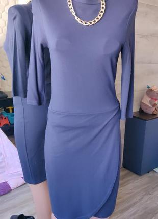 Класична сукня, плаття офісного стилю темно синього кольору.