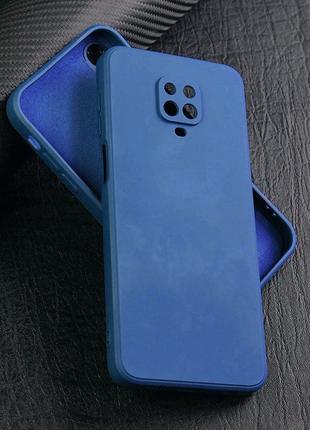 Силиконовый чехол для Xiaomi Redmi Note 9 Pro Синий микрофибра...