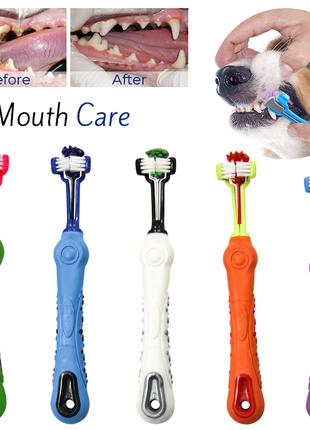 Трёхсторонняя зубная щётка для собак/кошек