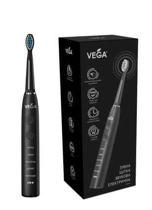 Ультразвукова зубна щітка Vega VT-600 black гарантує 1 рік