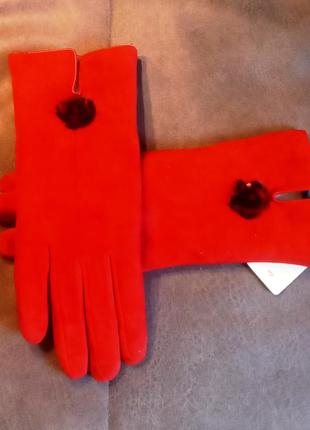 Теплые женские перчатки (замша), турция