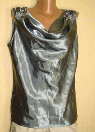 Блузка женская шелковая нарядная серая ronni nicole (размер 54...
