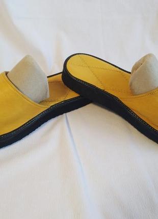 Сандалии шлепанцы женские кожаные тапки жёлтые qo'da (размер 37)