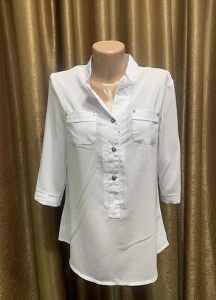 Белая лёгкая блузка рубашка рукав 3/4, размер m