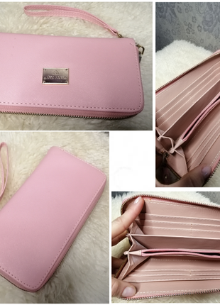 Жіночий рожевий шкіряний гаманець женский кожаный кошелёк