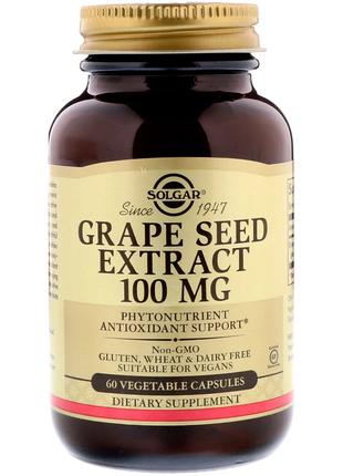 Экстракт Виноградных Косточек, Grape Seed Extract, Solgar, 100...