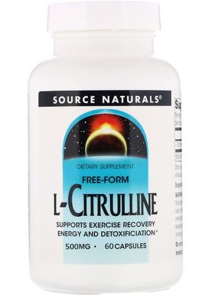 L-Цитруллин 500 мг, L-Citrulline, Source Naturals, 60 капсул