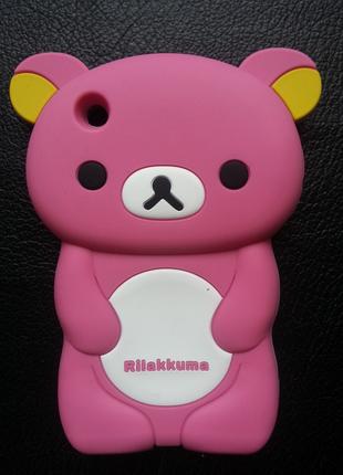 Розовий Cиликоновый чехол "Мишка" iphone 4/4S