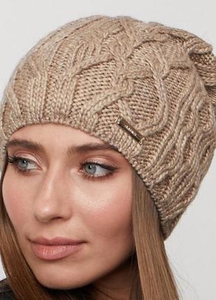 Жіноча шапка linkoff пряжа осінньо-зимова коричневий