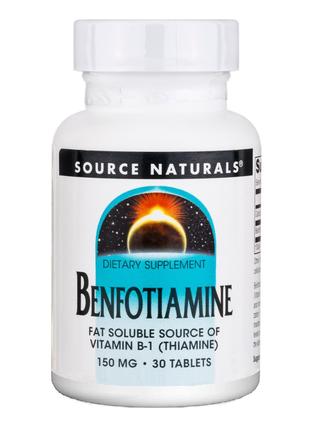 Бенфотіамін, 150 мг, Benfotiamine, Source Naturals, 30 таблеток
