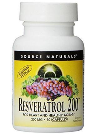 Ресвератрол, 200 мг, Resveratrol, Source Naturals, 30 таблеток