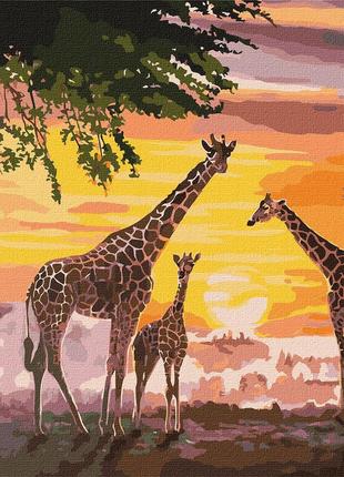 Набор для росписи по номерам картина по номерам Семья жирафов ...