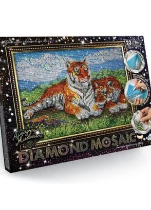 Алмазная живопись "DIAMOND MOSAIC", "Тигры"