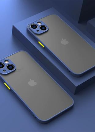 Противоударный матовый чехол для iPhone 14 Plus Синий