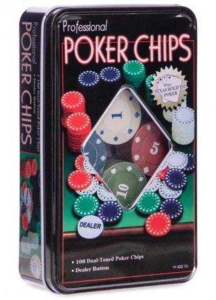 Набор покерный на 100 фишек в коробке №100t (Black) | Фишки дл...