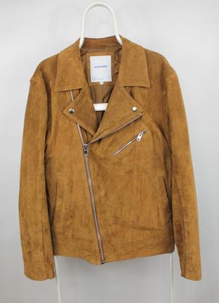 Шкіряна куртка jack&jones suede biker leather jacket
