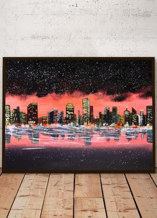 Панорамный город (живопись масло/холст) 50х70х2 см