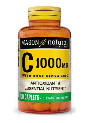 Витамин C 1000мг с шиповником и цинком, Vitamin C with rose hi...