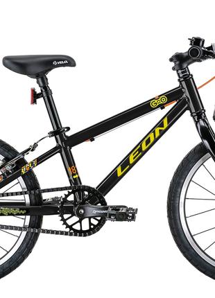Велосипед 18" Leon GO Vbr 2022 (черный с желтым), 100-120 см