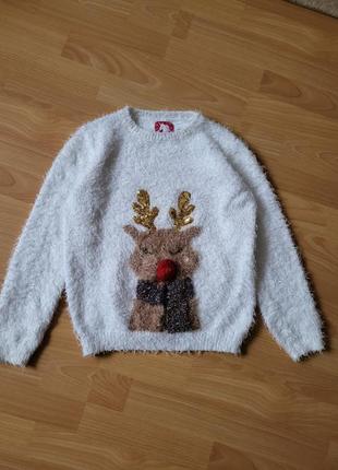 F&f новорічний теплий светр з оленем світшот кофта різдвяна рі...