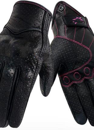 Женские кожаные мото перчатки черные Размер XS