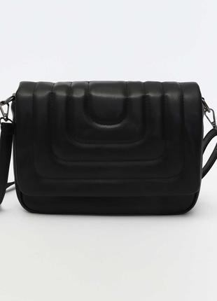 Жіноча чорна сумка стьобана сумка через плече чорний клатч