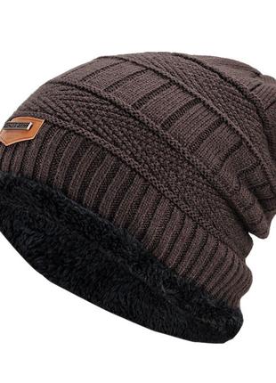 Зимняя шапка для мужчин и женщин, коричневый