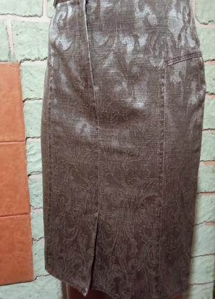 Женская юбка шелк с орнаментом мокко 44