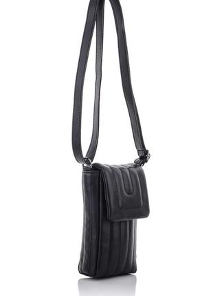 Женская вертикальная черная сумка стеганная сумка через плечо