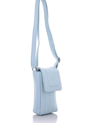 Вертикальная голубая стеганая сумка через плечо кроссбоди