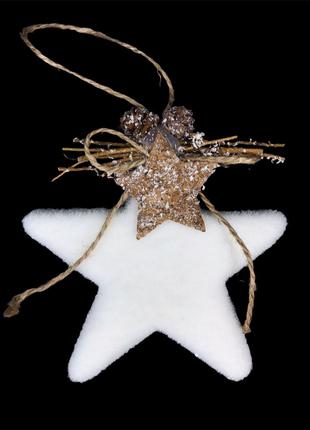Ёлочное украшение Звезда с композицией, цвет - белый