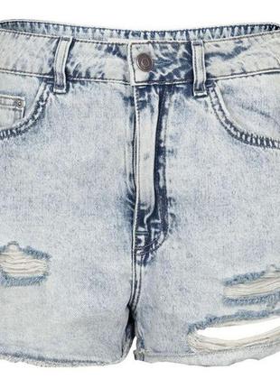 12/м/40 новые крутые голубые джинсовые короткие шорты с рванос...