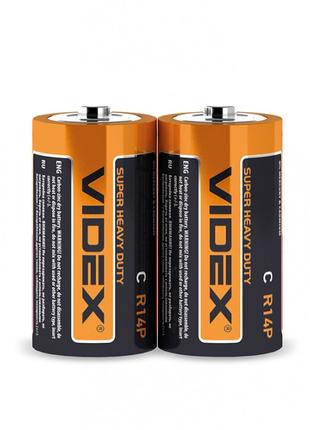 Батарейка солевая VIDEX R14/C (упаковка 2 шт)
