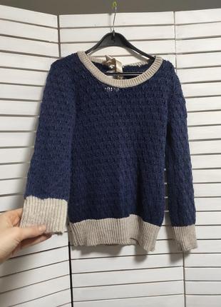 Кофта свитер 44 46 синий вязанный женская жіноча s m