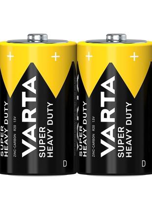 Батарейки сольові VARTA SUPER HEAVY DUTY R20/D, 2 шт. у термоу...