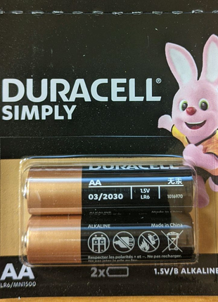 Оригинальные батарейки Duracell Simply R06 MN1500 AA(R6, 316) 2шт