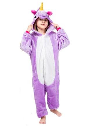 5623 кигуруми пижама фиолетовый единорог детская пижама 120