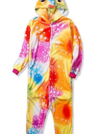 4272 кигуруми пижама единорог звездный 120 разноцветный оранже...
