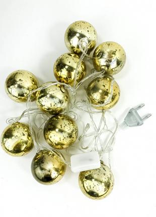 Гирлянда Золотой шар, желтый, 2.3м, прозрачный провод