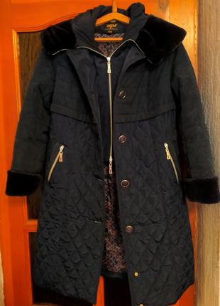Пальто жіноче демісезонне зі штучним хутром, розмір 52