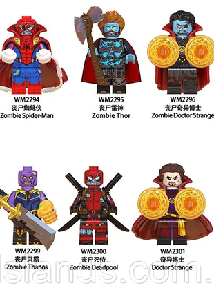 Фигурки зомби супергерои Марвел человек паук дед пул для лего