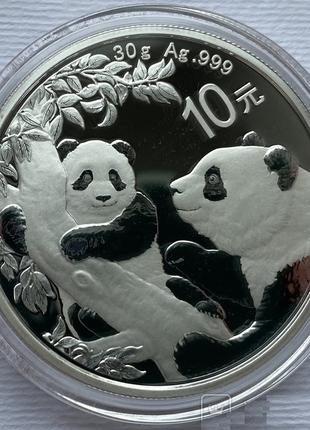 Серебряная монета Панда 2021, Китай, серебро 30 грамм 999 пробы