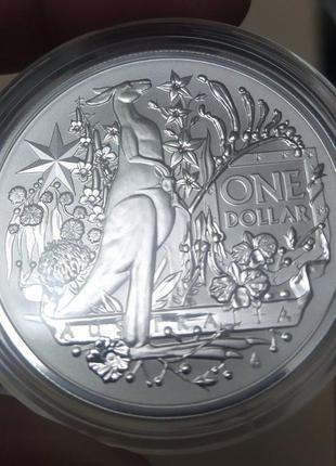 Серебряная инвестиционная монета Герб Австралии 2021 1 унция ч...