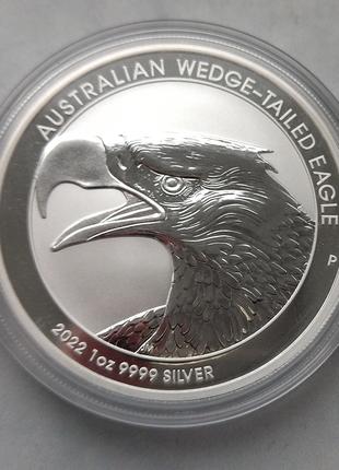 Серебряная монета Клинохвостый орёл Австралия 1oz 2022