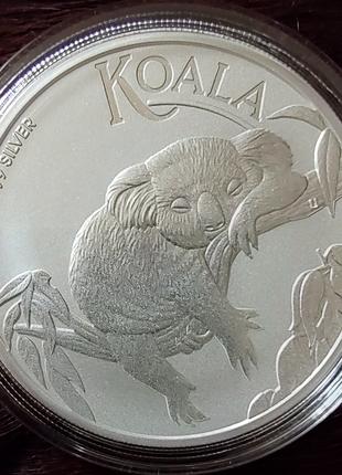 Серебряная монета Коала (Австралия) 2022, 1 доллар 1 унция сер...