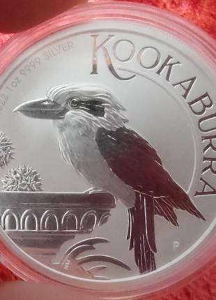 Серебряная монета Кукабарра (Австралия) 2022, 1 доллар 1 унция...