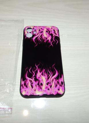 Чехол для iphone 11 6.1 объёмная печать пламя огня дизайнерски...