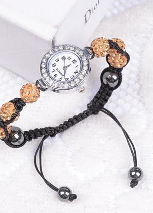 Часы женские с браслетом шамбала в цвете шампанского