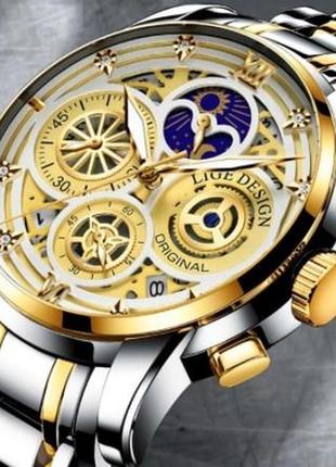 Годинник чоловічий наручний lige годинник класичні кварцовий